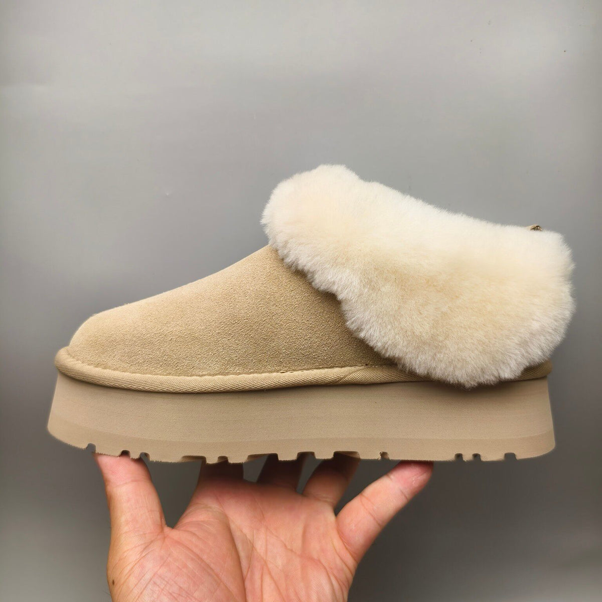 1393 Chunky Sole Suede Slip-On Lazy Shoes – Sand (In Stock)