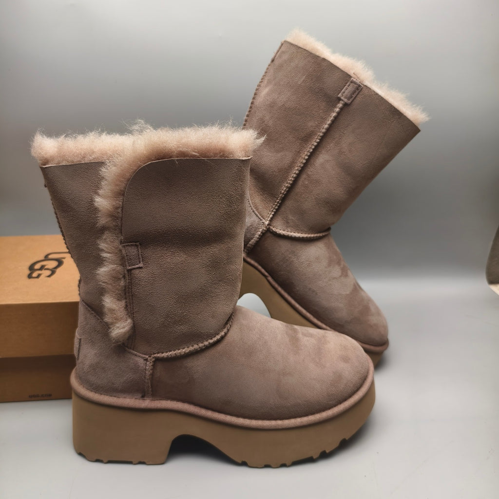 1533 Wedge Chunky Mid-Calf Fashion Boots – Walnut (In Stock)