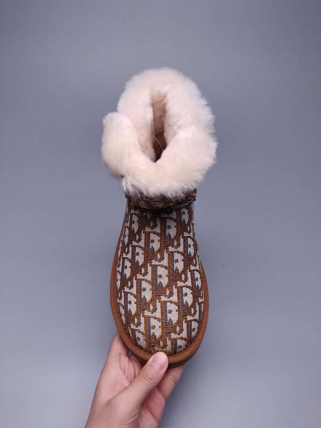 6554 Dior-Inspired Textured Boots – Chestnut (In Stock)