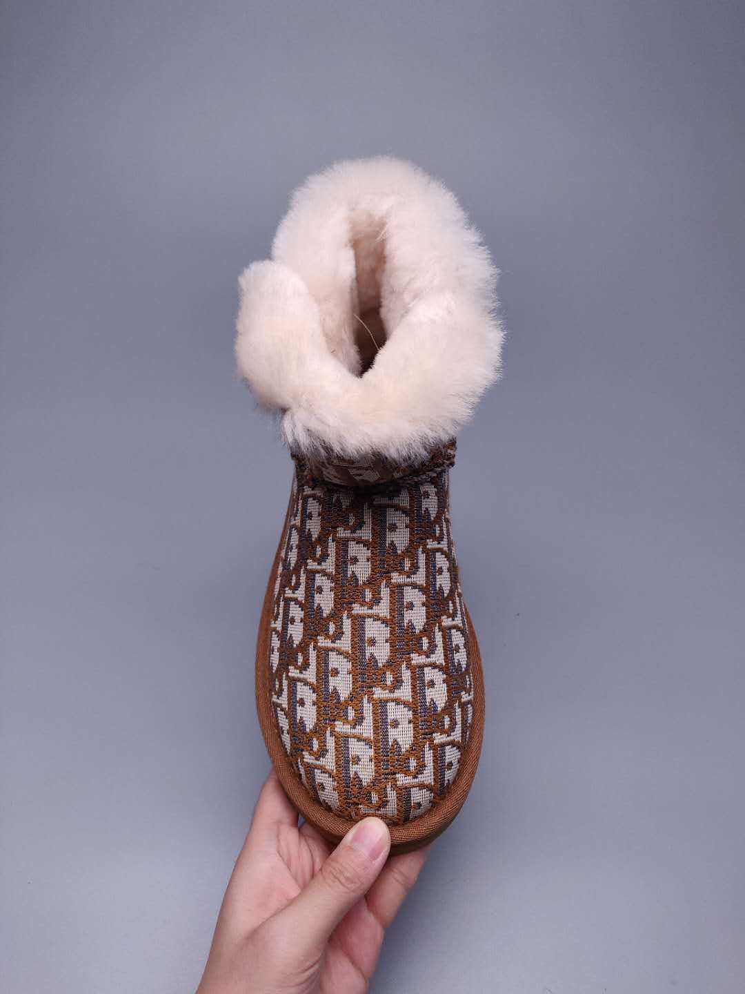 6554 Dior-Inspired Textured Boots – Chestnut (In Stock)
