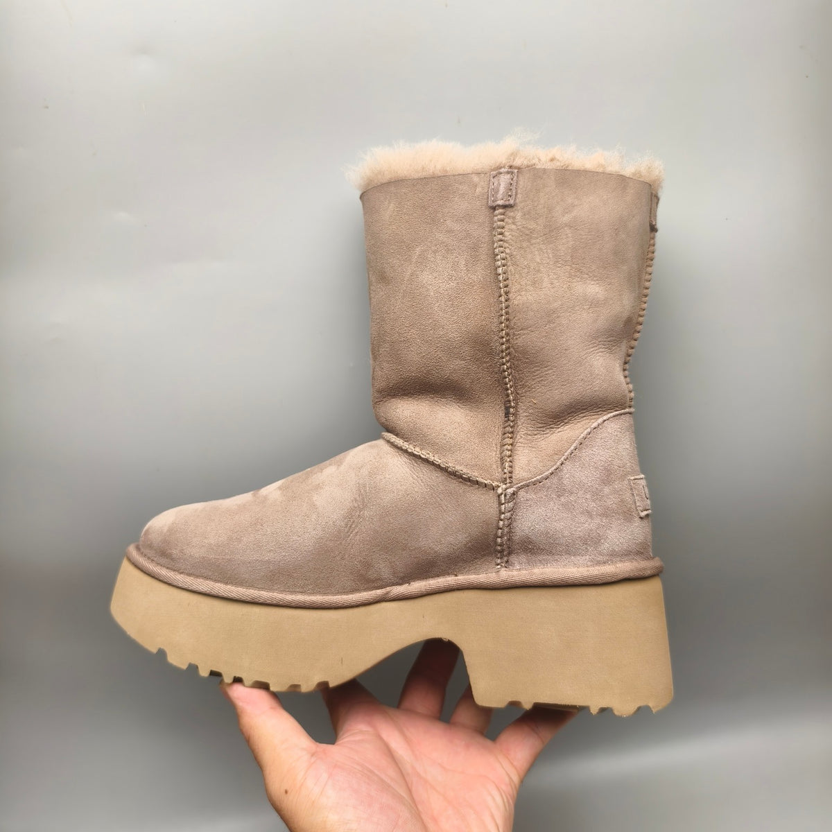 1533 Wedge Chunky Mid-Calf Fashion Boots – Walnut (In Stock)