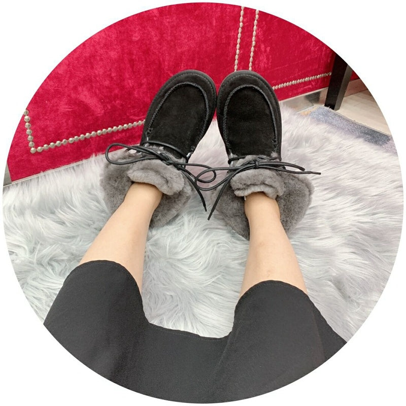 3090 Fluffy Lace-Up Ankle Boots – Black (In Stock)