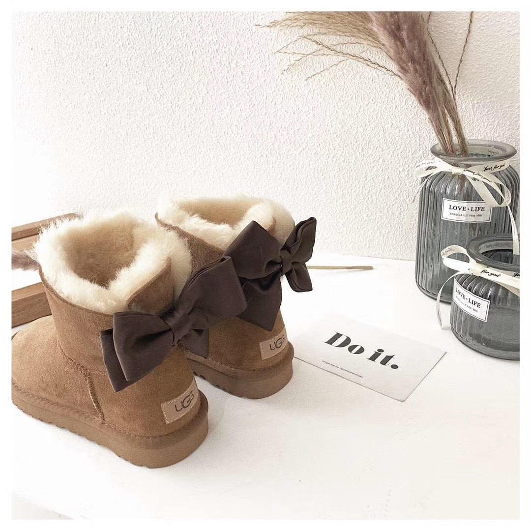 3130 Chic Bow Detail Ankle Boots – Chestnut (In Stock)