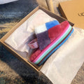 3490 Platform Fuzz Sandals – Rose Red Colorblock (In Stock)