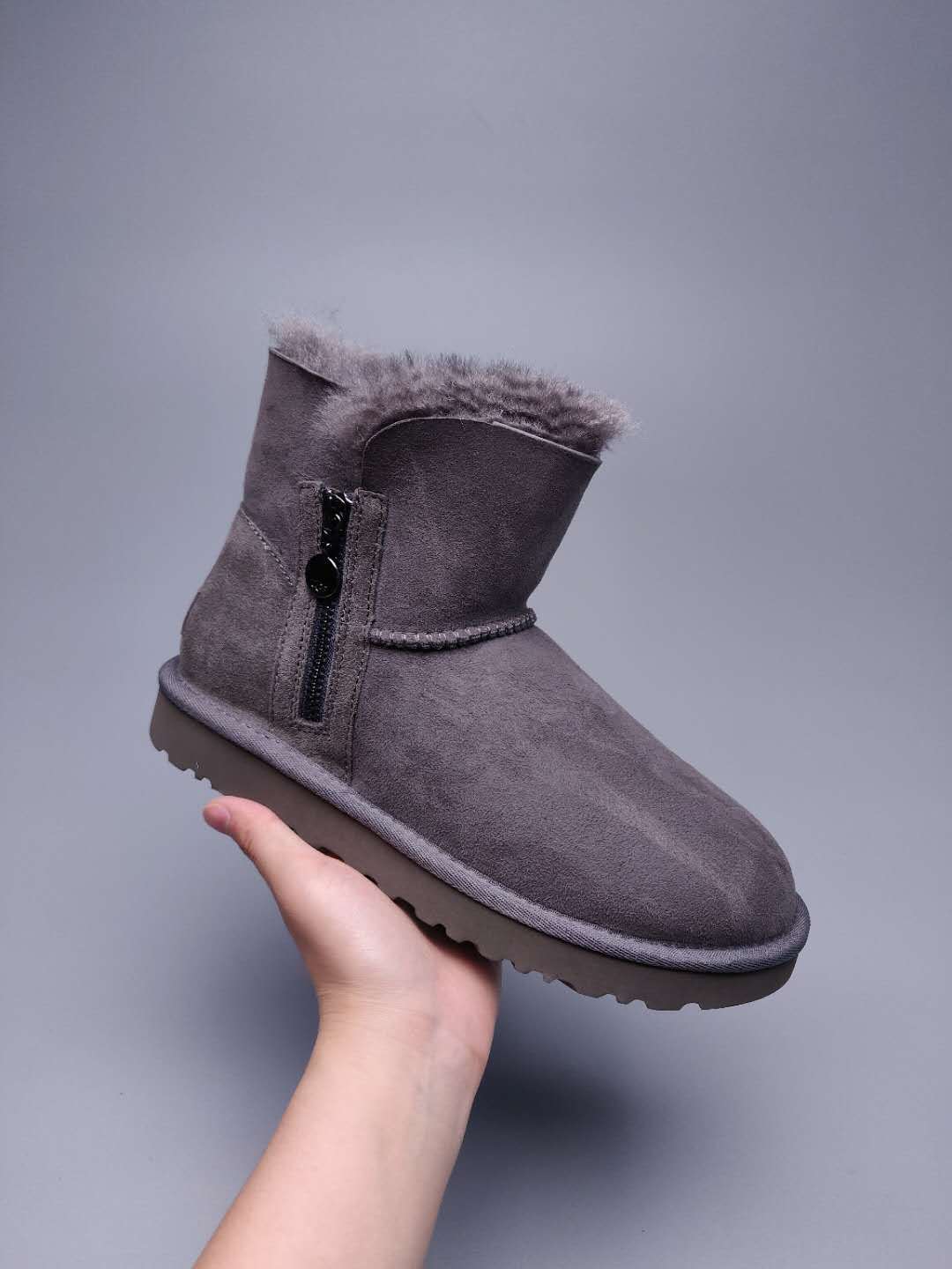 2481 Side Zip Ankle Boots – Gray (In Stock)