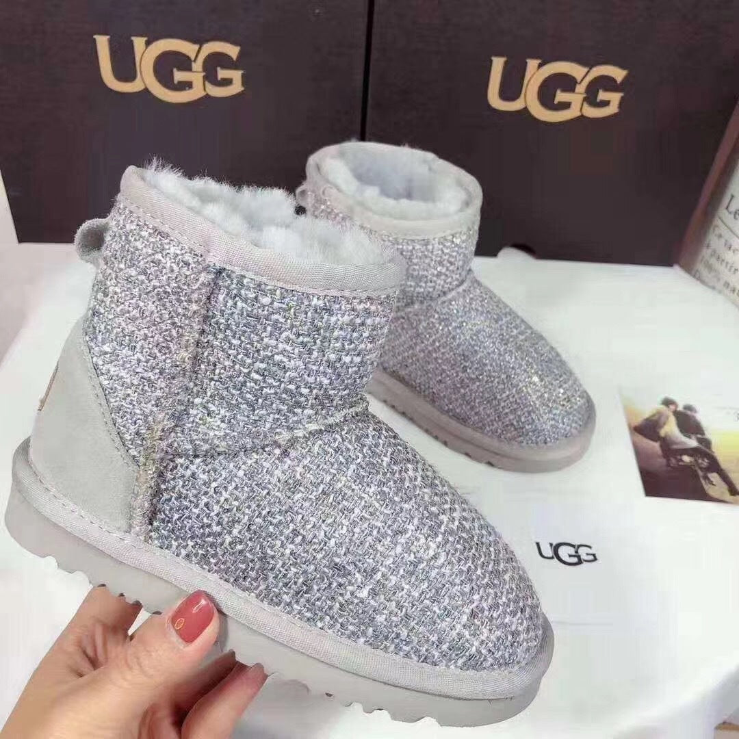 5854 Kids Chanel-Style Snow Boots – Fragrant Gray (New Arrival)