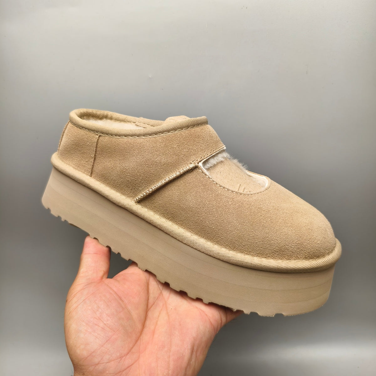 7612 Mary Jane Platform Fashion Shoes – Sand (In Stock)
