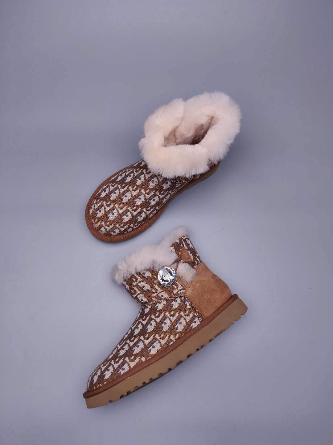 6554 Dior-Inspired Textured Boots – Chestnut (In Stock)
