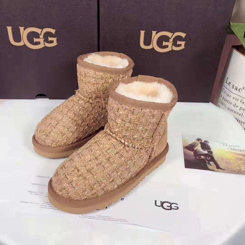 5854 Kids Chanel-Style Snow Boots – Fragrant Chestnut (New Arrival)
