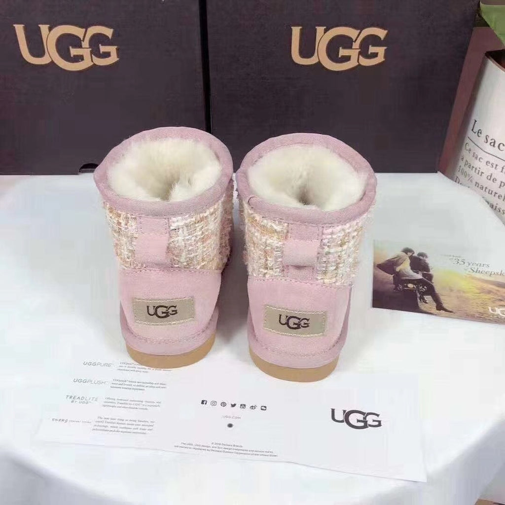 5854 Kids Chanel-Style Snow Boots – Fragrant Pink (New Arrival)