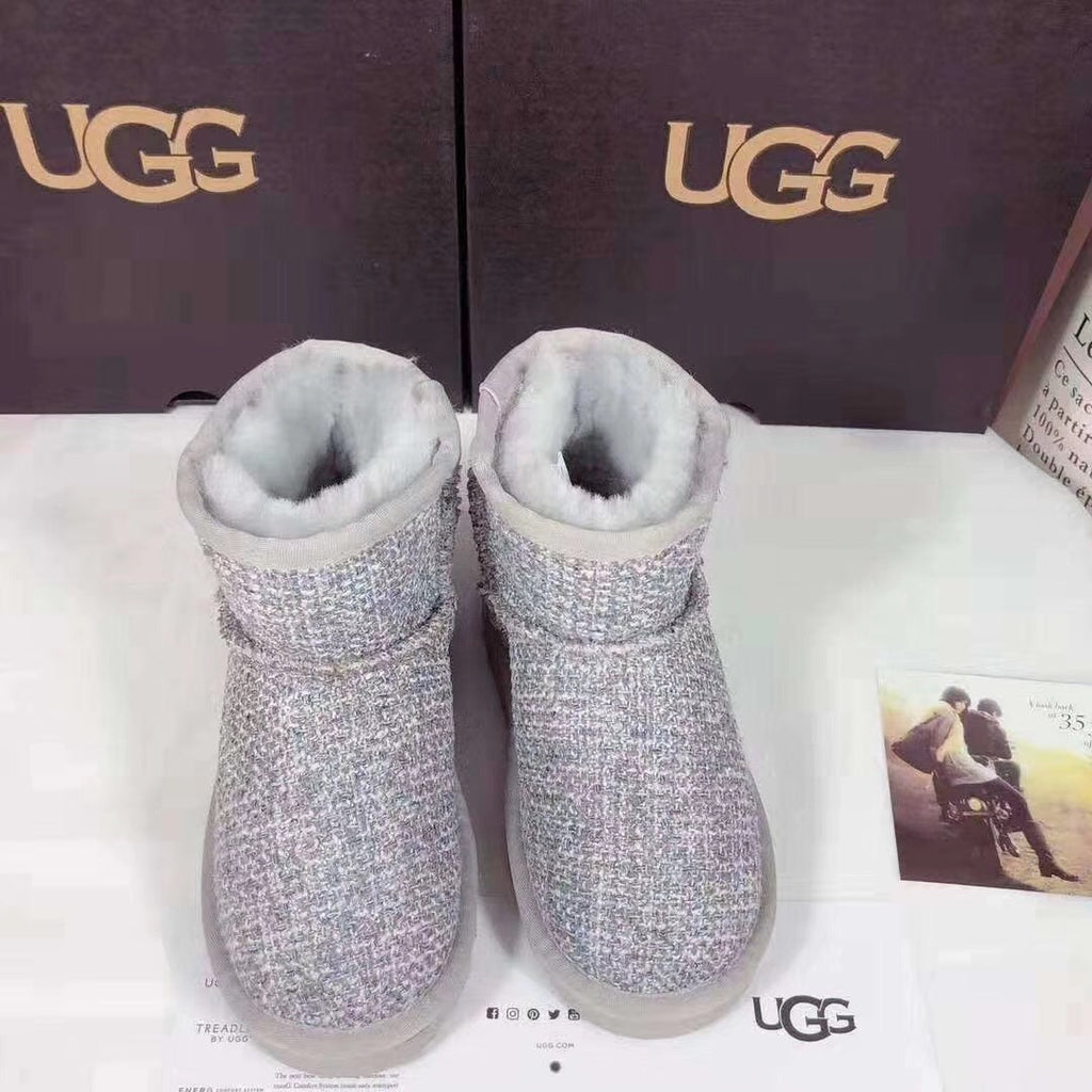 5854 Kids Chanel-Style Snow Boots – Fragrant Gray (New Arrival)