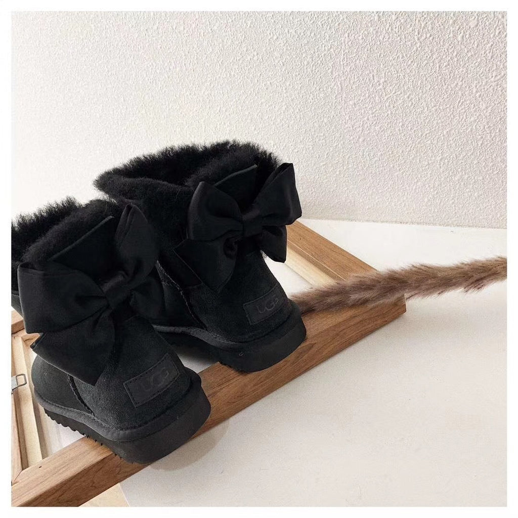 3130 Chic Bow Detail Ankle Boots – Black (In Stock)