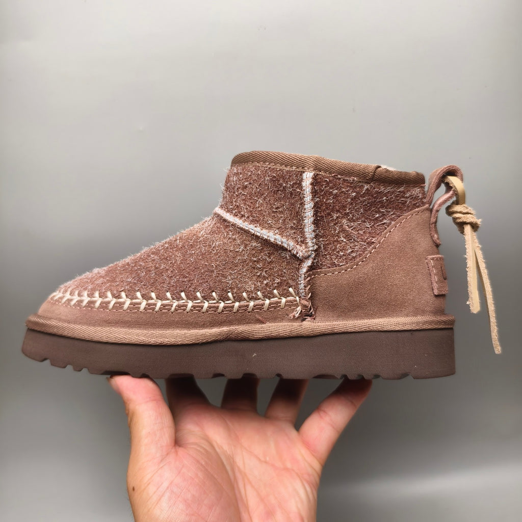 1538 Suede Back Strap Boots – Brown (In Stock)