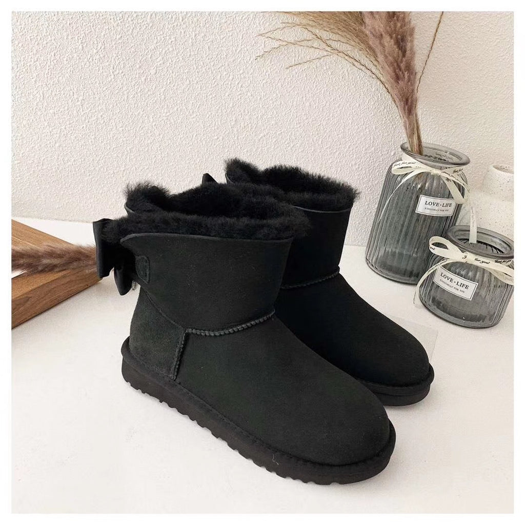 3130 Chic Bow Detail Ankle Boots – Black (In Stock)