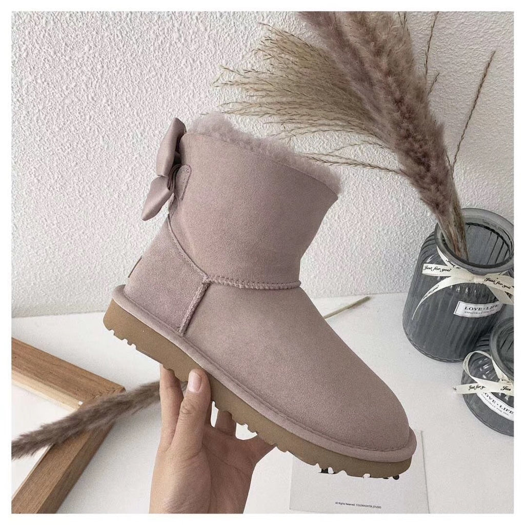 3130 Chic Bow Detail Ankle Boots – Dusty Pink (In Stock)
