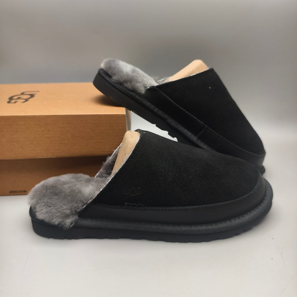 4585 Ultra-Light Casual Fuzz Men’s Slippers – Black (In Stock)