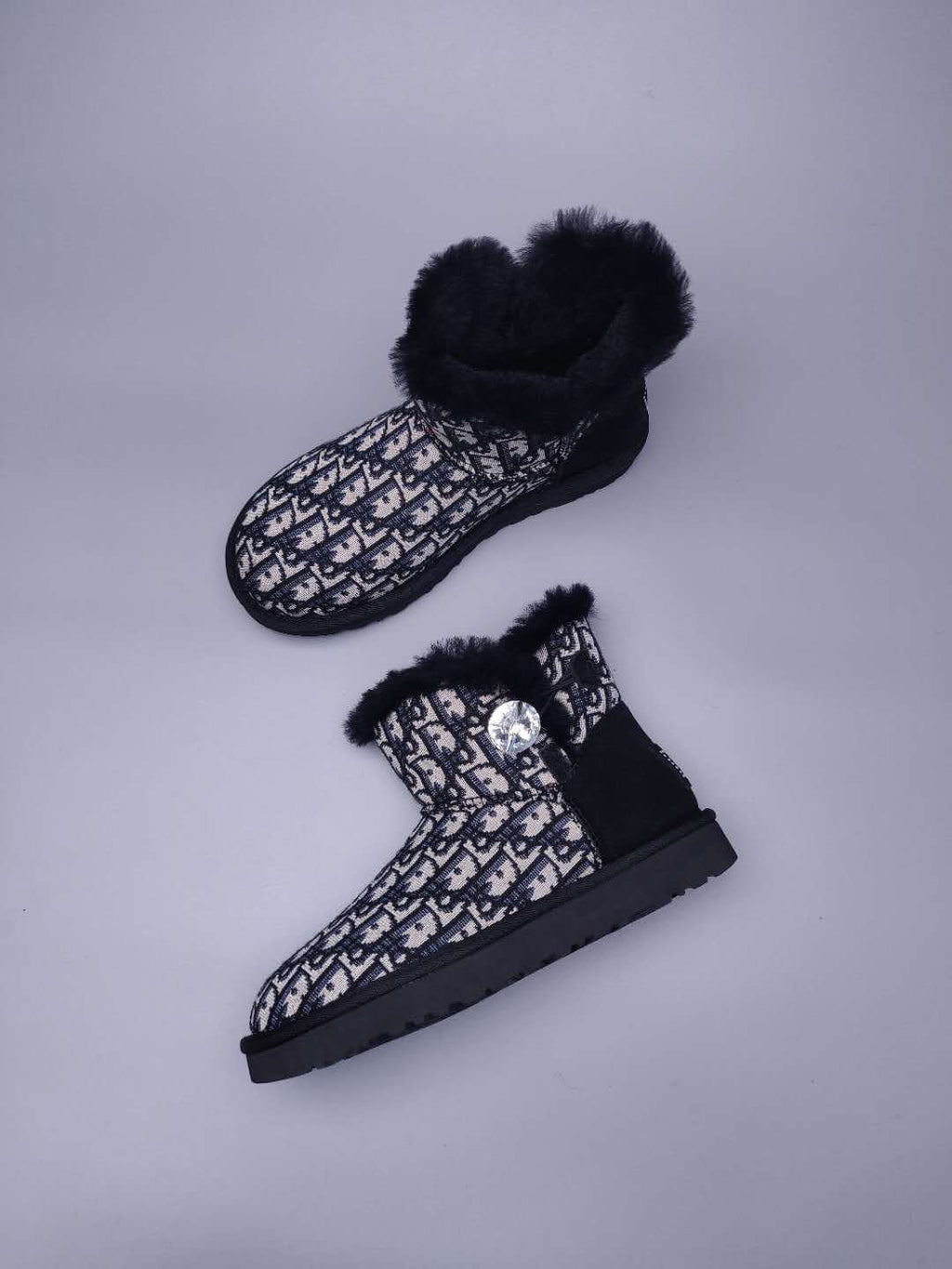 6554 Dior-Inspired Textured Boots – Black (In Stock)