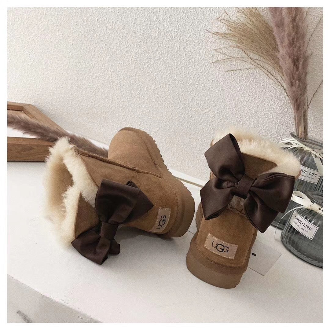 3130 Chic Bow Detail Ankle Boots – Chestnut (In Stock)