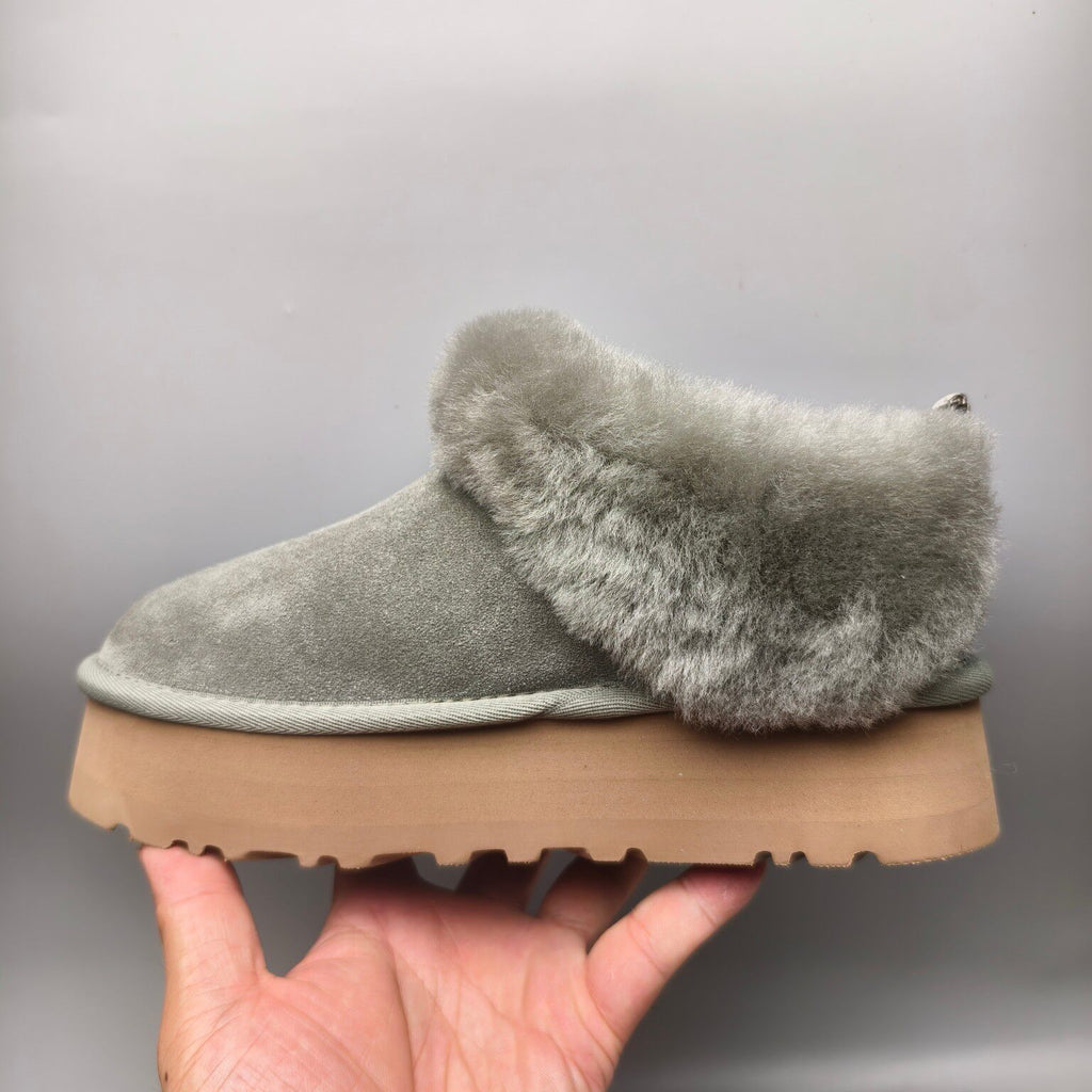 1393 Chunky Sole Suede Slip-On Lazy Shoes – Green (In Stock)