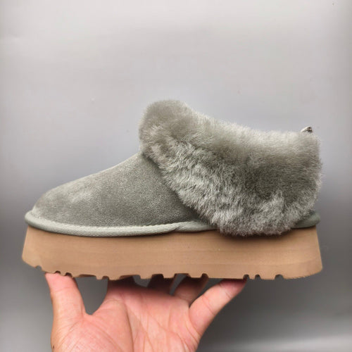 1393 Chunky Sole Suede Slip-On Lazy Shoes – Green (In Stock)