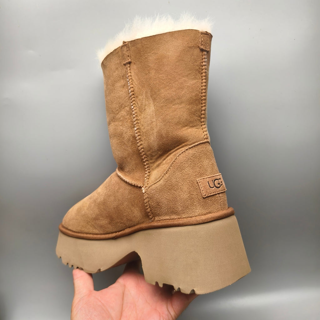 1533 Wedge Chunky Mid-Calf Fashion Boots – Chestnut (In Stock)