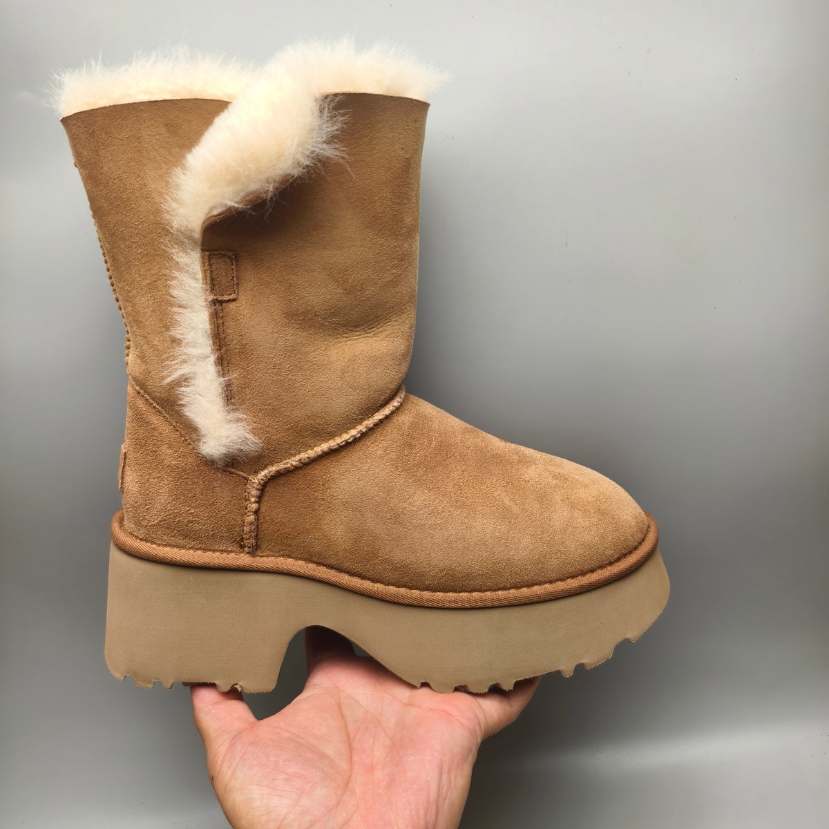 1533 Wedge Chunky Mid-Calf Fashion Boots – Chestnut (In Stock)