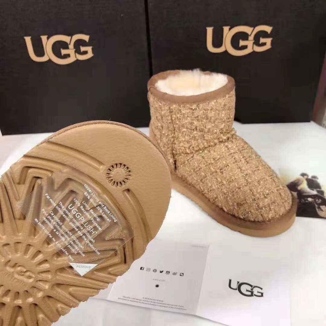5854 Kids Chanel-Style Snow Boots – Fragrant Chestnut (New Arrival)