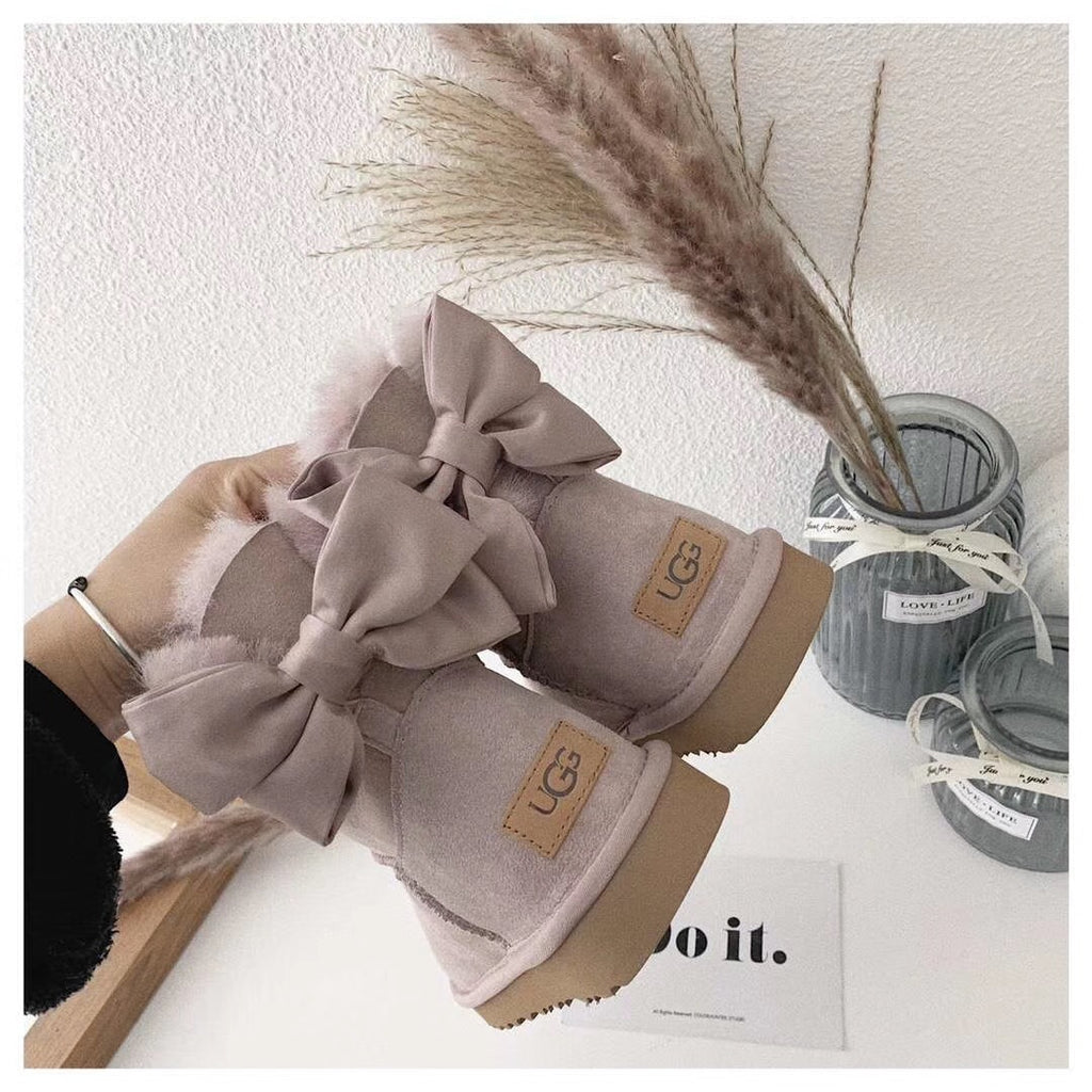 3130 Chic Bow Detail Ankle Boots – Dusty Pink (In Stock)