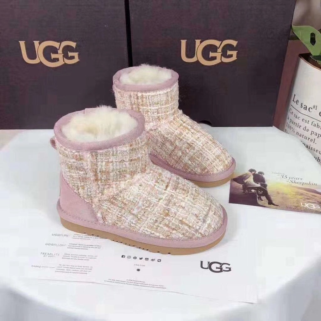 5854 Kids Chanel-Style Snow Boots – Fragrant Pink (New Arrival)
