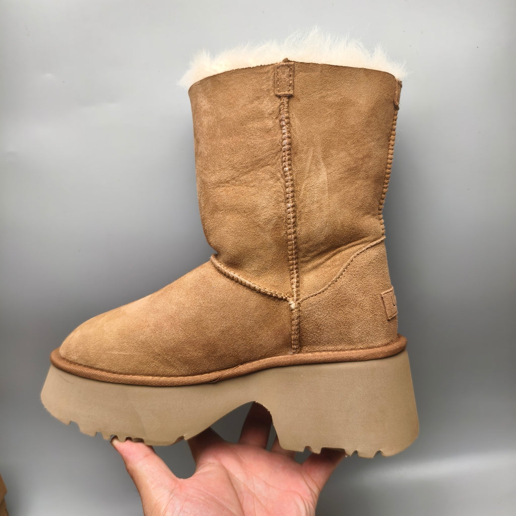 1533 Wedge Chunky Mid-Calf Fashion Boots – Chestnut (In Stock)