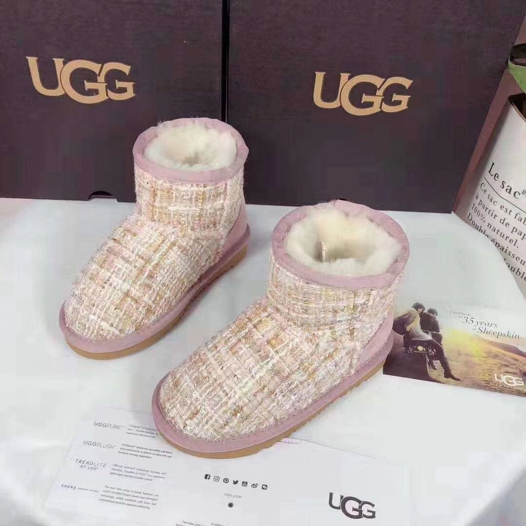 5854 Kids Chanel-Style Snow Boots – Fragrant Pink (New Arrival)