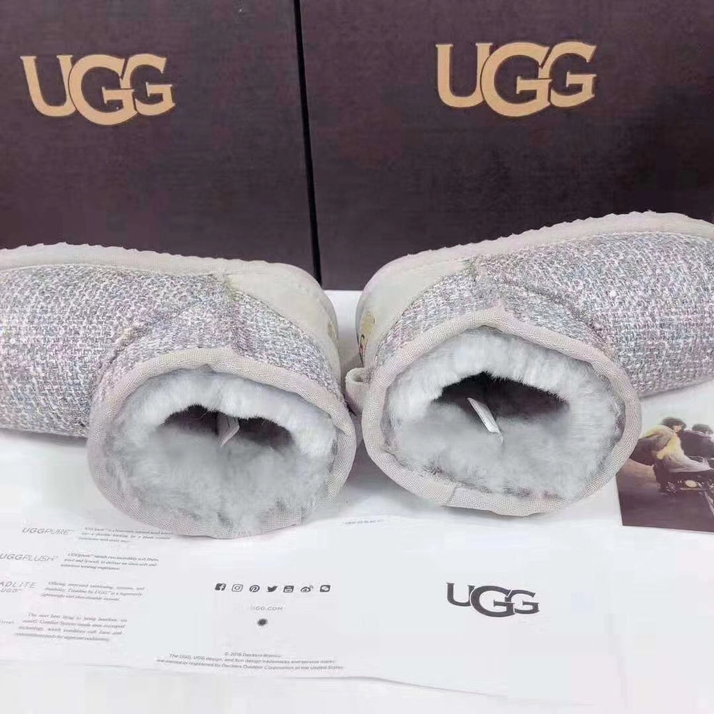 5854 Kids Chanel-Style Snow Boots – Fragrant Gray (New Arrival)