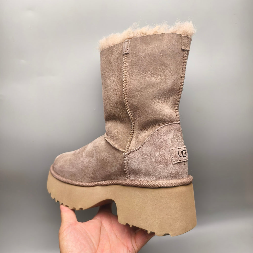 1533 Wedge Chunky Mid-Calf Fashion Boots – Walnut (In Stock)