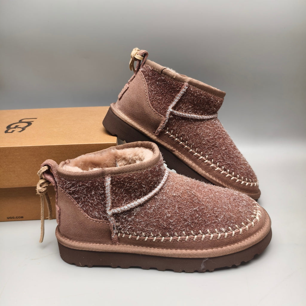 1538 Suede Back Strap Boots – Brown (In Stock)
