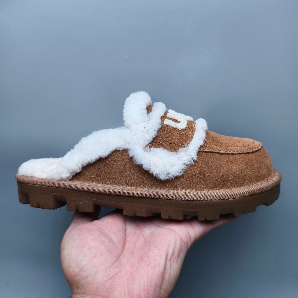 1206 Fluffy Big Logo Casual Slippers – Chestnut (In Stock)