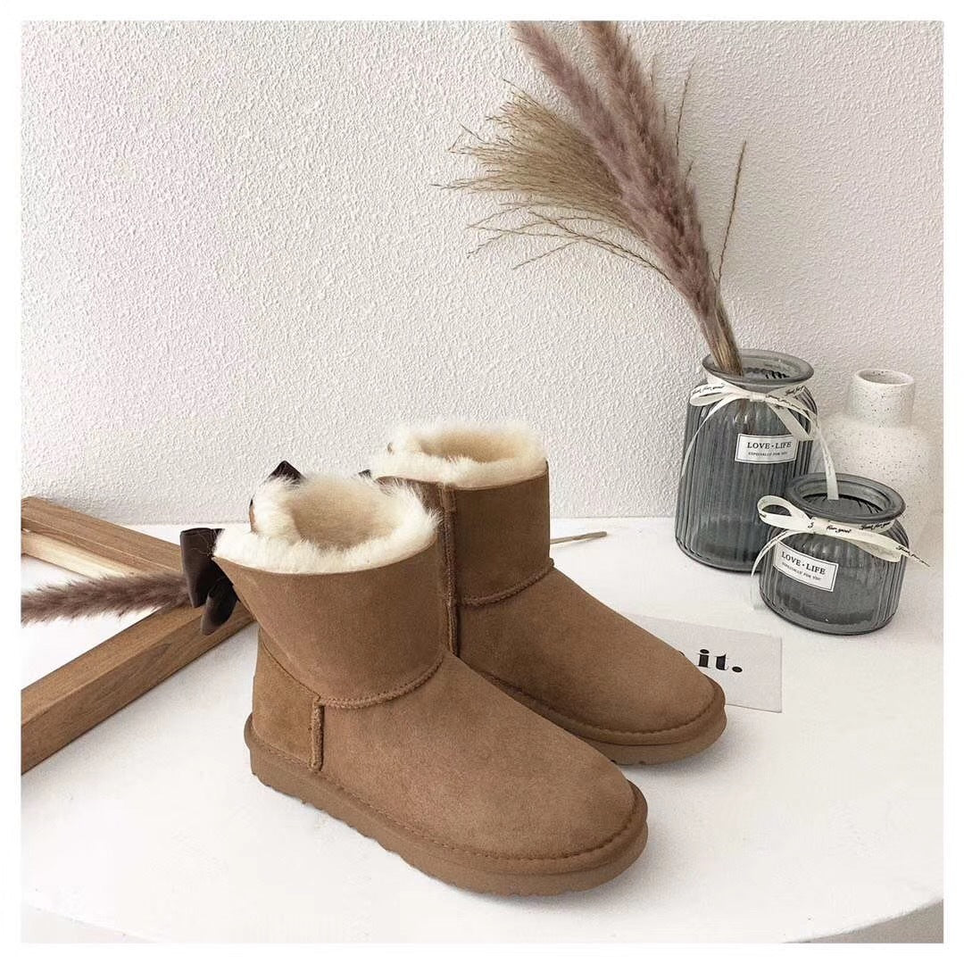 3130 Chic Bow Detail Ankle Boots – Chestnut (In Stock)