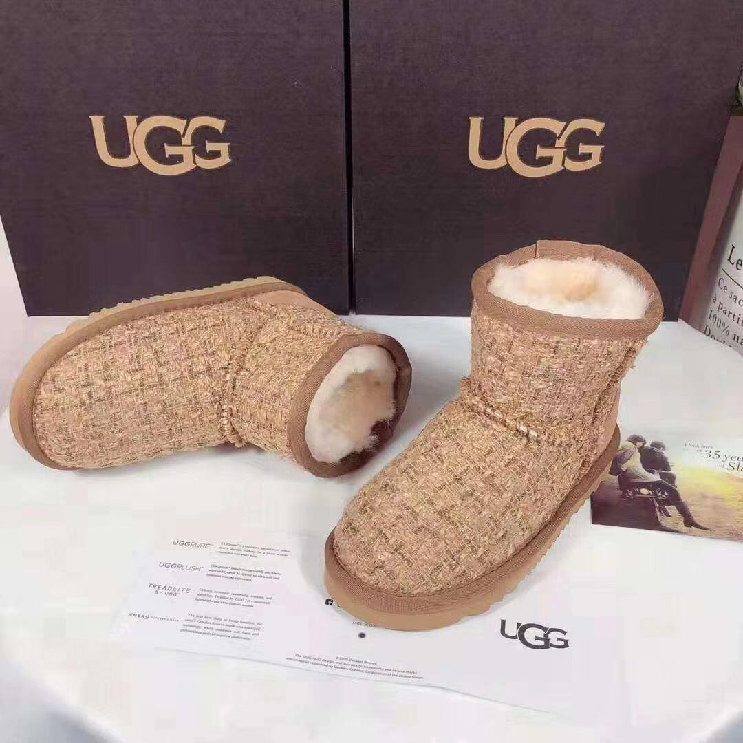 5854 Kids Chanel-Style Snow Boots – Fragrant Chestnut (New Arrival)