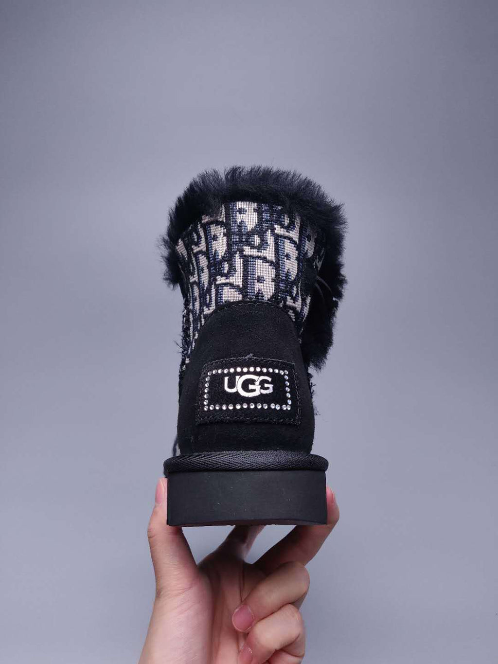 6554 Dior-Inspired Textured Boots – Black (In Stock)