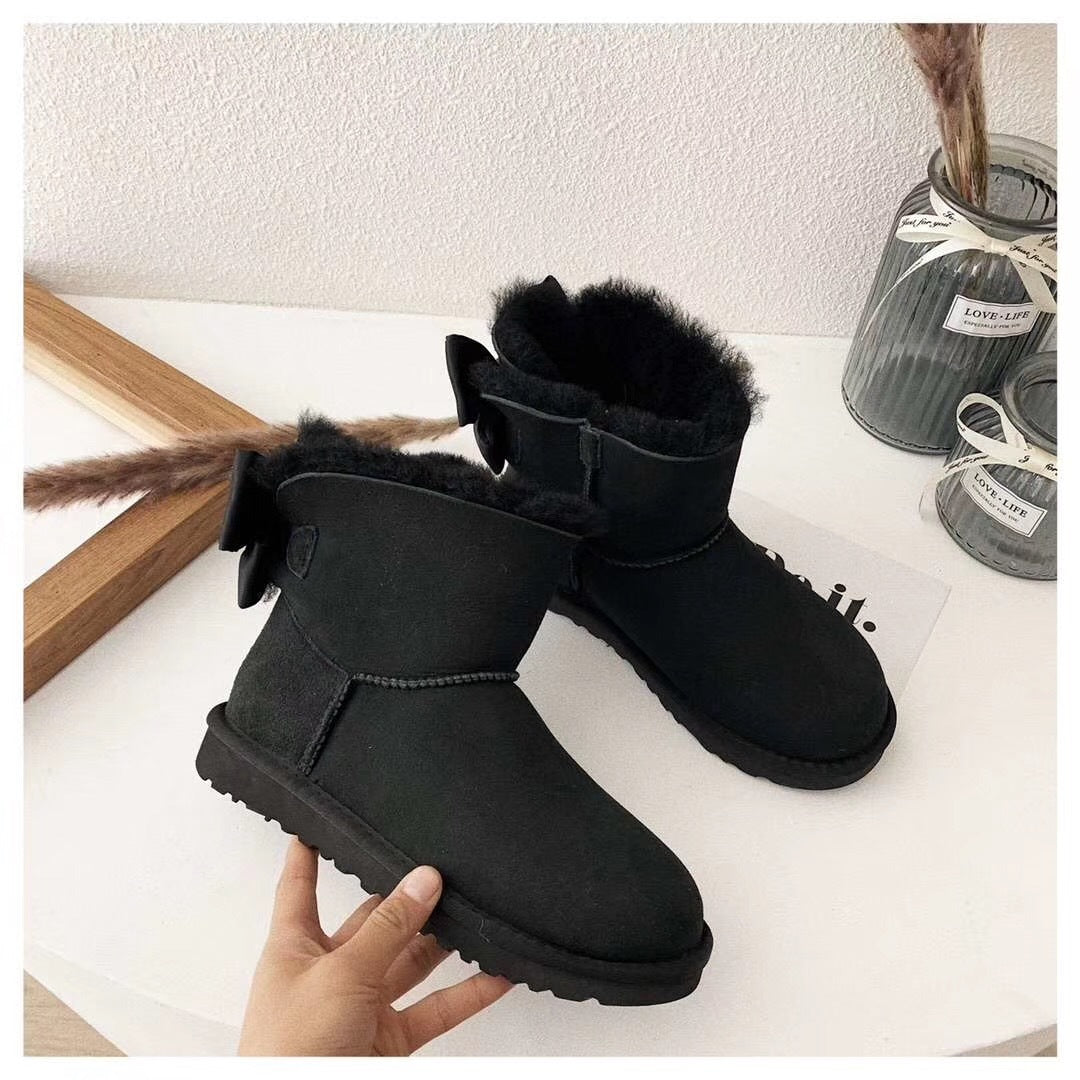 3130 Chic Bow Detail Ankle Boots – Black (In Stock)