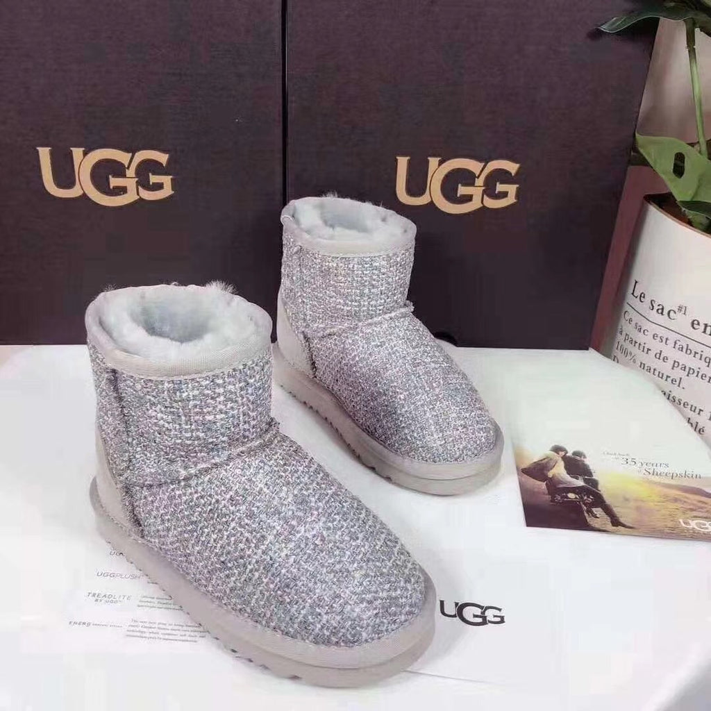 5854 Kids Chanel-Style Snow Boots – Fragrant Gray (New Arrival)