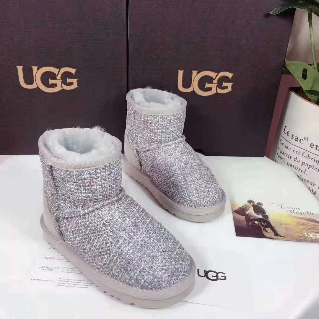 5854 Kids Chanel-Style Snow Boots – Fragrant Gray (New Arrival)