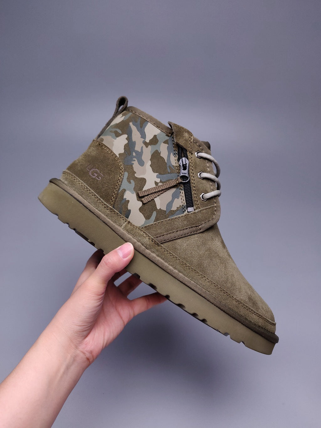 4193 Men’s Colorblock Camo Sneakers – Army Green (In Stock)