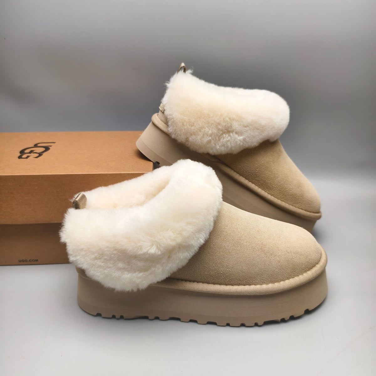 1393 Chunky Sole Suede Slip-On Lazy Shoes – Sand (In Stock)