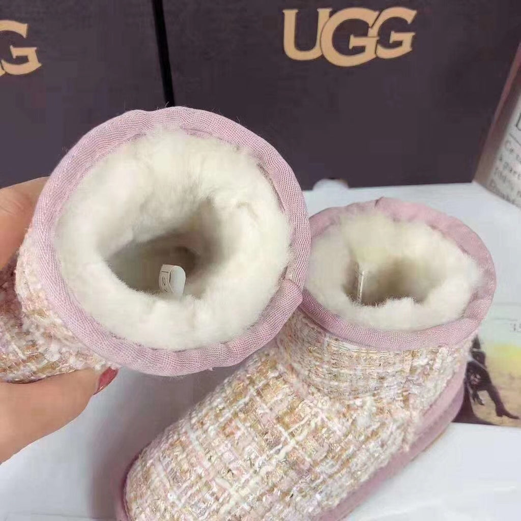 5854 Kids Chanel-Style Snow Boots – Fragrant Pink (New Arrival)