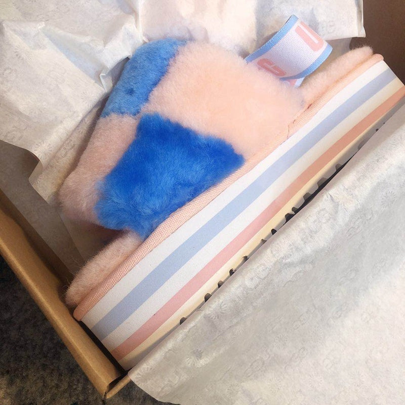 3490 Platform Fuzz Sandals – Pink Colorblock (In Stock)