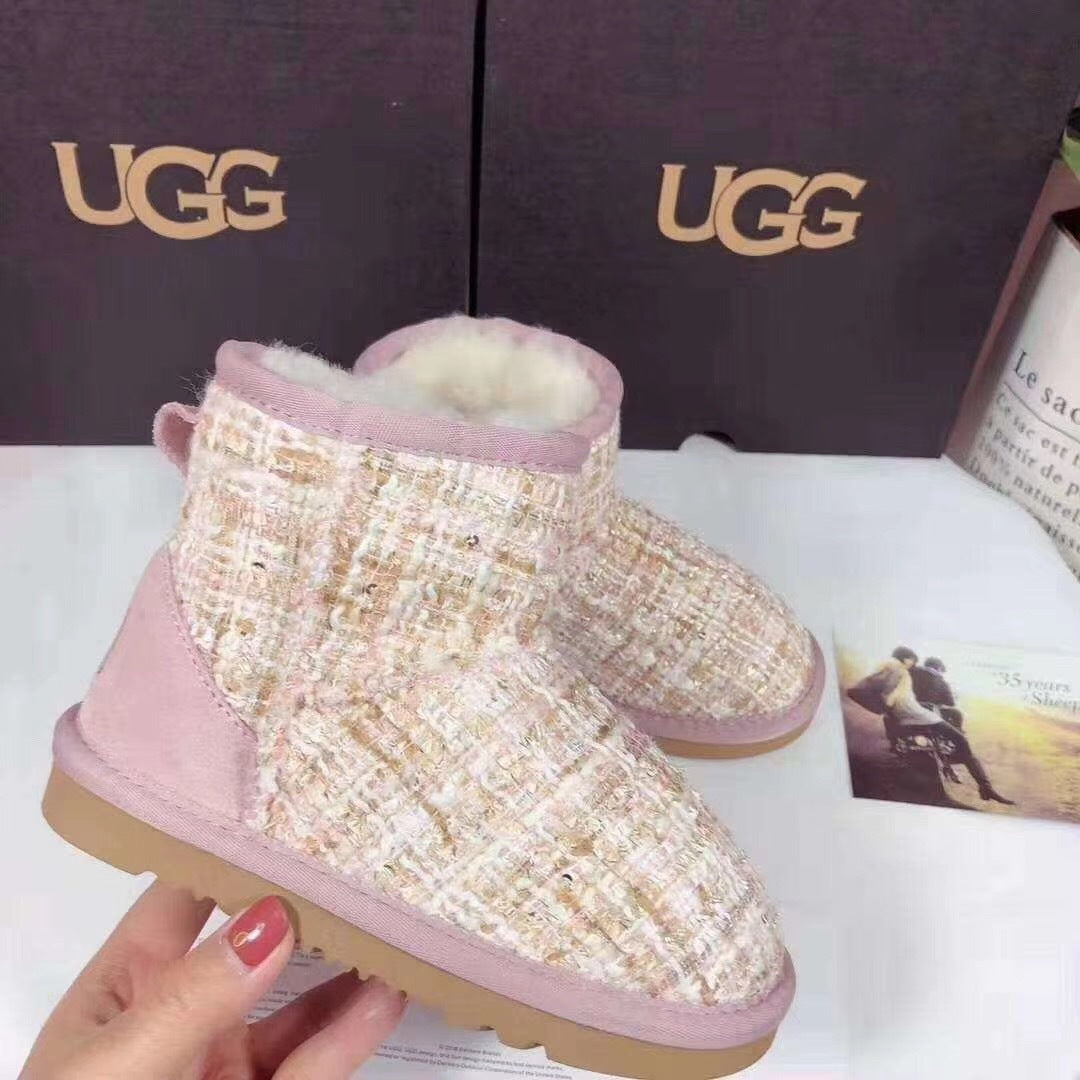 5854 Kids Chanel-Style Snow Boots – Fragrant Pink (New Arrival)