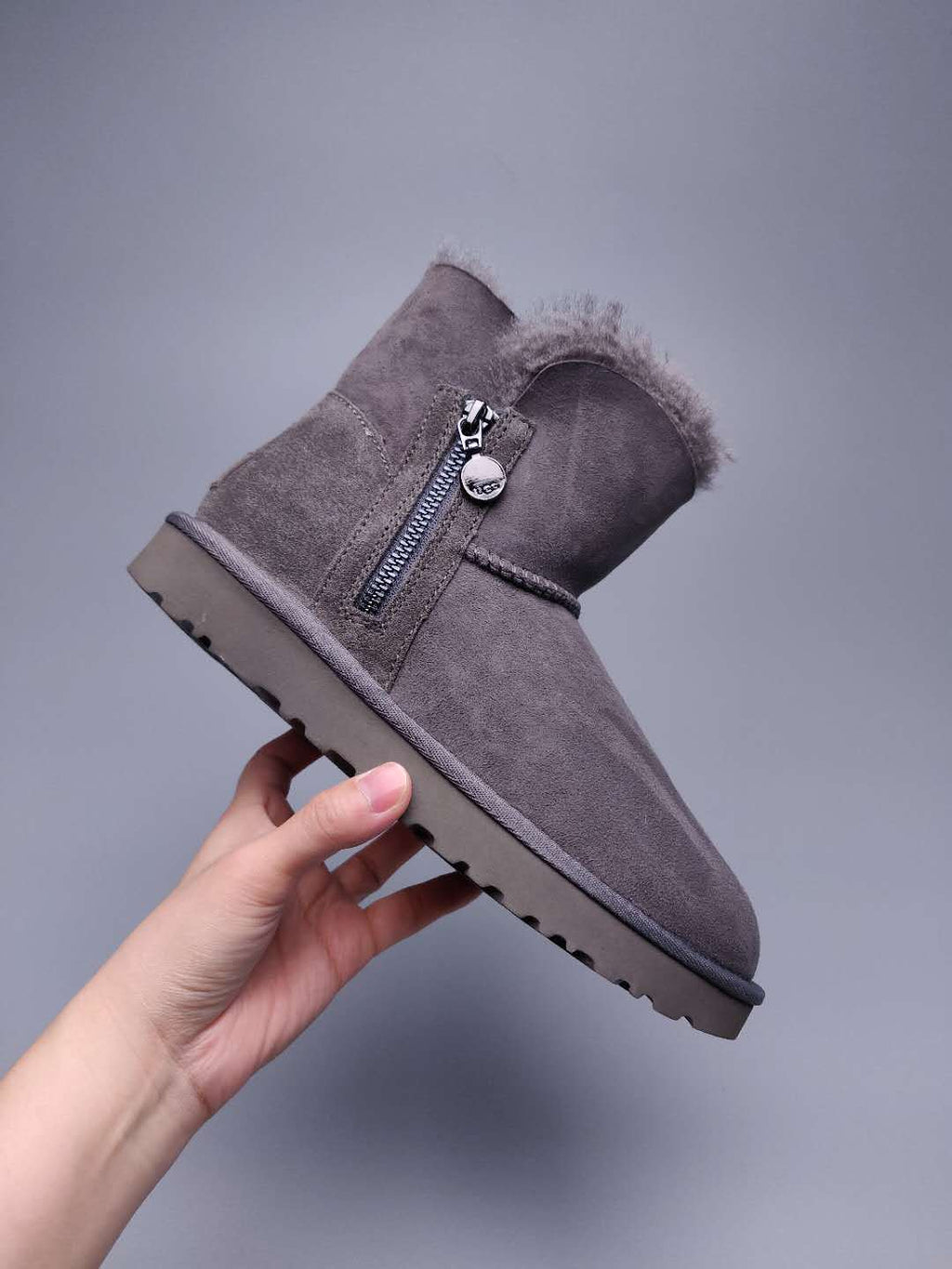 2481 Side Zip Ankle Boots – Gray (In Stock)
