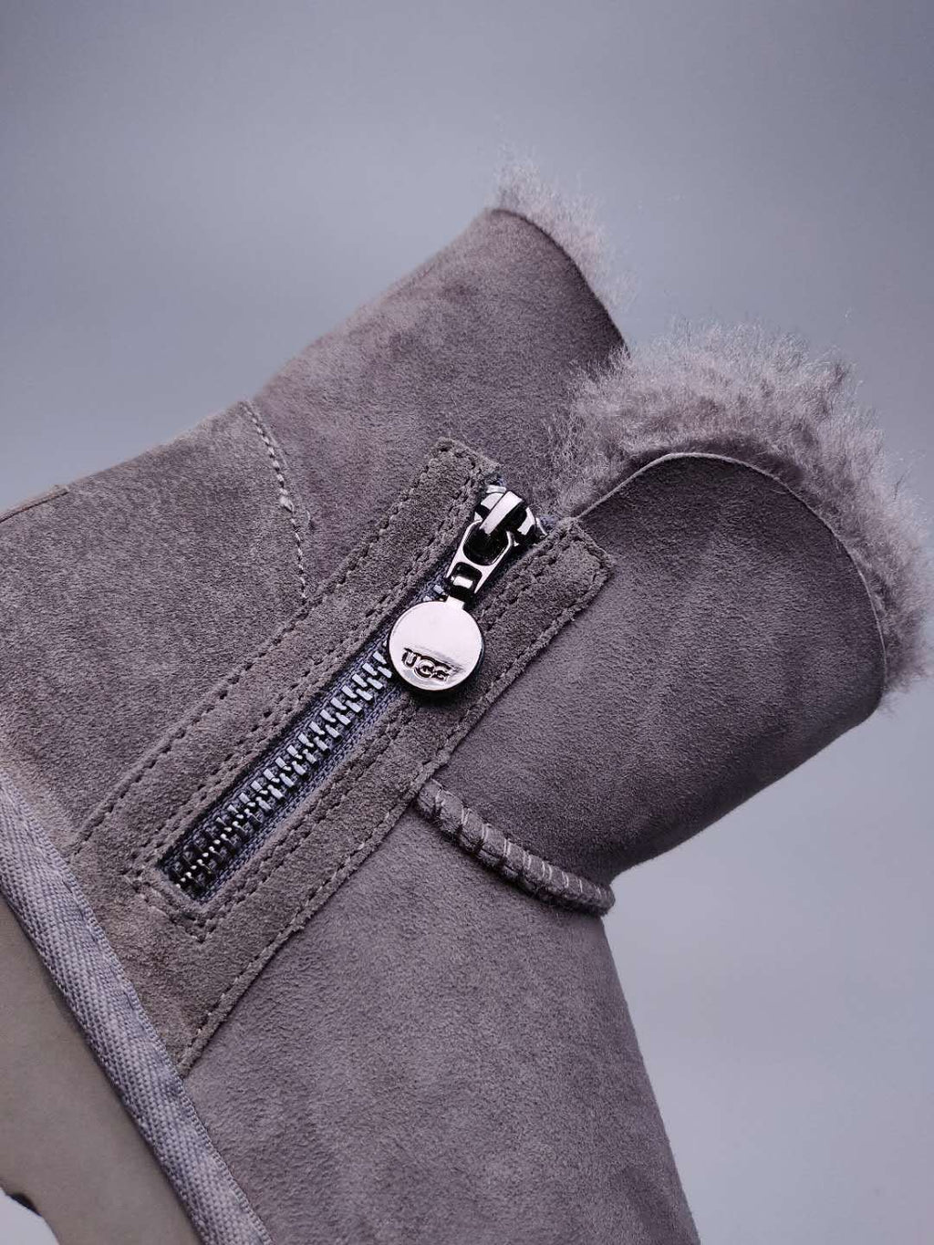 2481 Side Zip Ankle Boots – Gray (In Stock)
