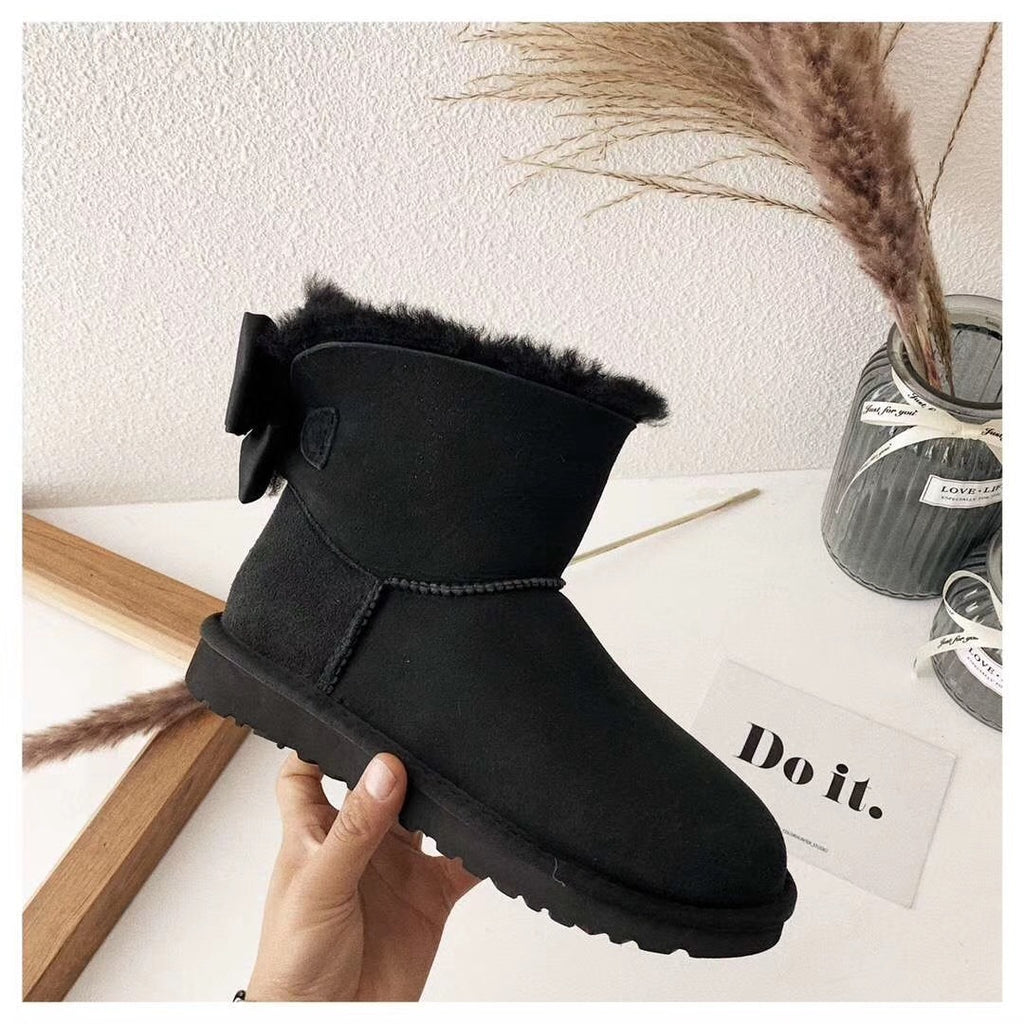 3130 Chic Bow Detail Ankle Boots – Black (In Stock)