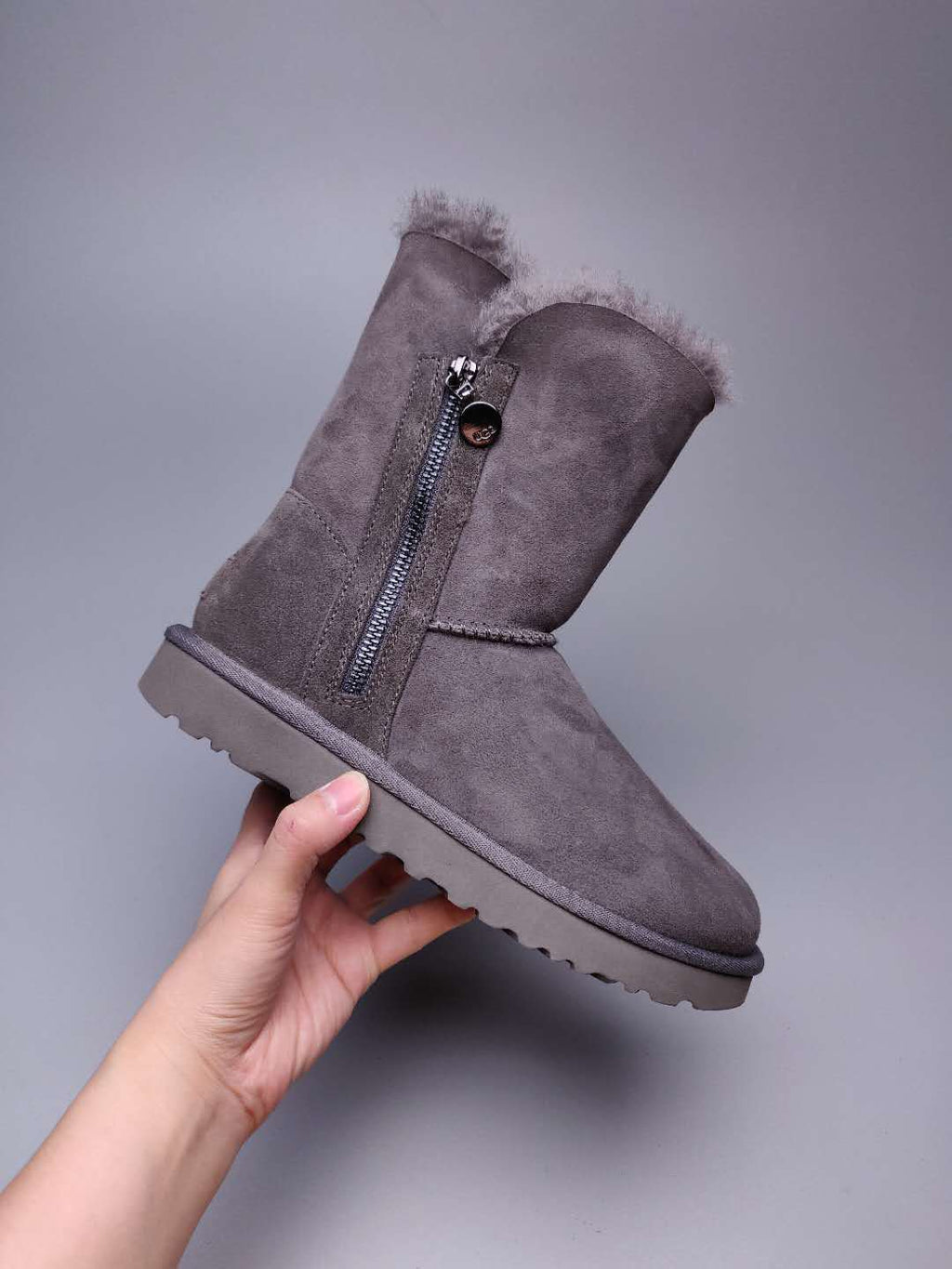 2480 Side Zip Mid-Calf Boots – Gray (In Stock)